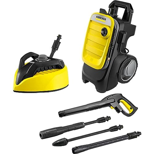 Kärcher Hochdruckreiniger K 7 Compact Home, Druck: max. 180 bar, Durchfluss: 600 l/h, Flächenleistung: 60 m²/h, Wasserfilter, Gewicht: 16 kg, mit Flächenreiniger T 7, Stein- und Fassadenreiniger
